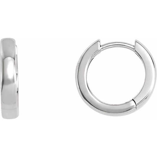 14K White Gold 14 mm Hinged Hoop Earrings