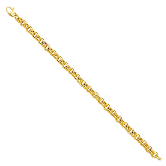 14K Yellow Gold Fancy Hollow Rolo Link 7.5" Bracelet