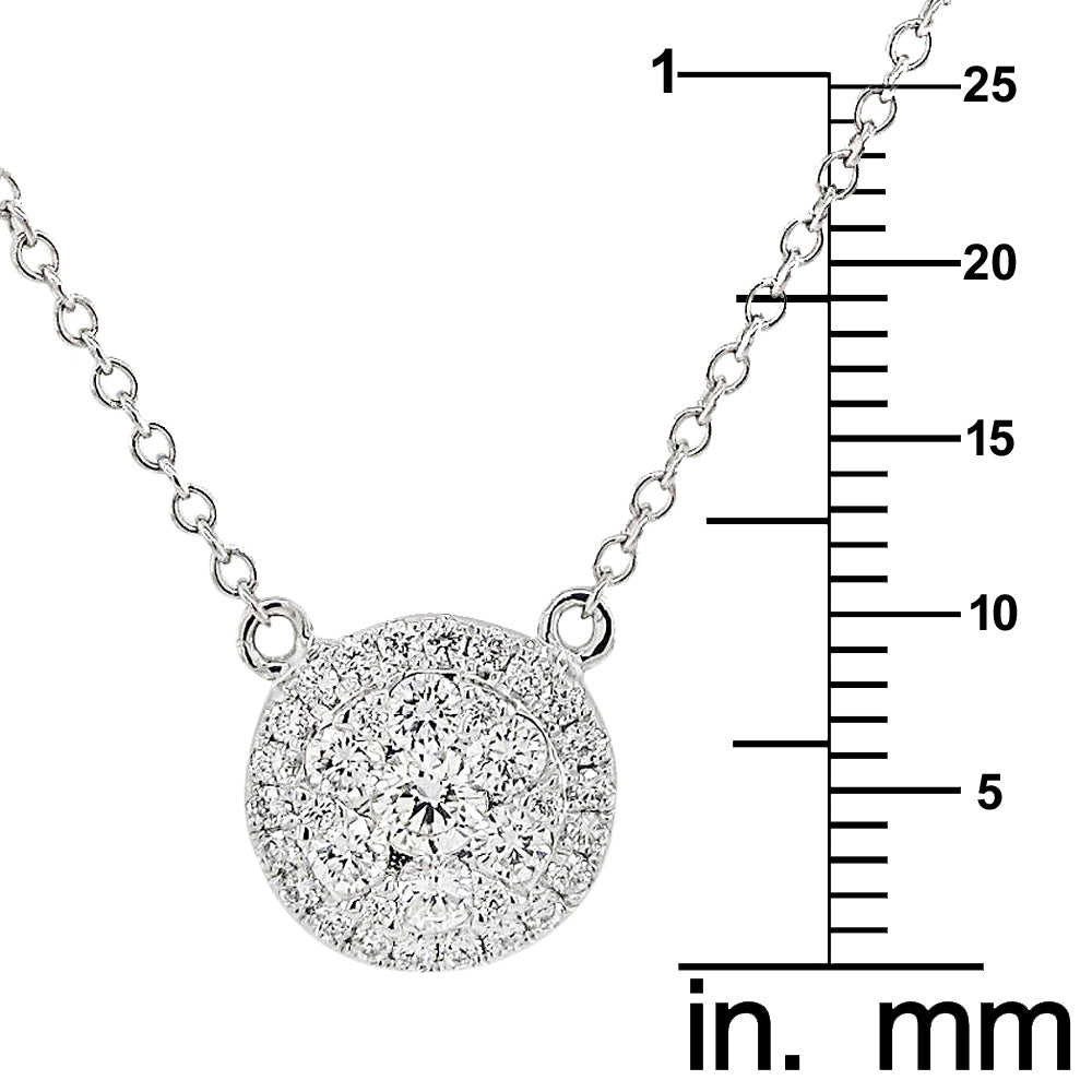 18k White Gold 1/2ct TDW White Diamond Round Cluster Pendant Necklace