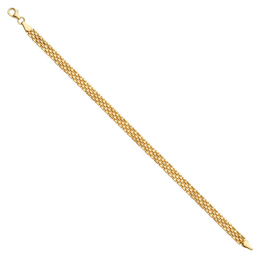 14K Yellow Gold Watch-Link Style 7.5" Bracelet